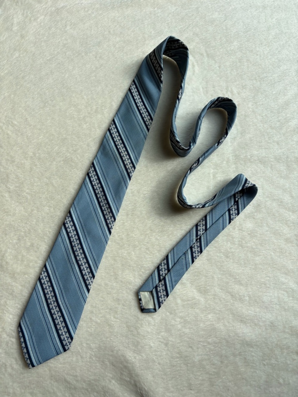 Marc de Paris Men's Striped Tie Blue 100% Polyester Woven Classic